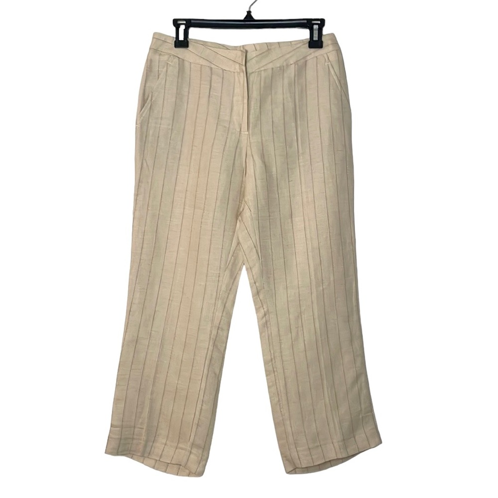 YUMI-MAZAO PARIS Cream Pinstripe Trousers FR38 / US Small